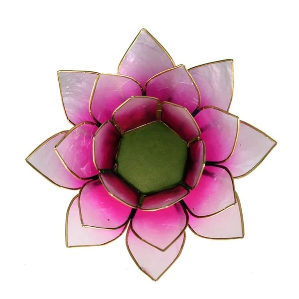 Lotus Teelichthalter rosa/weiß goldfarbig