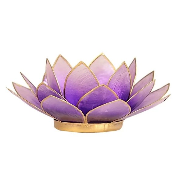 Lotus Teelichthalter violett goldfarbig