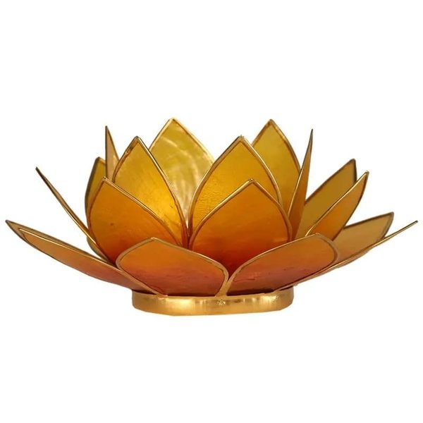 Lotus Teelichthalter orange goldfarbig