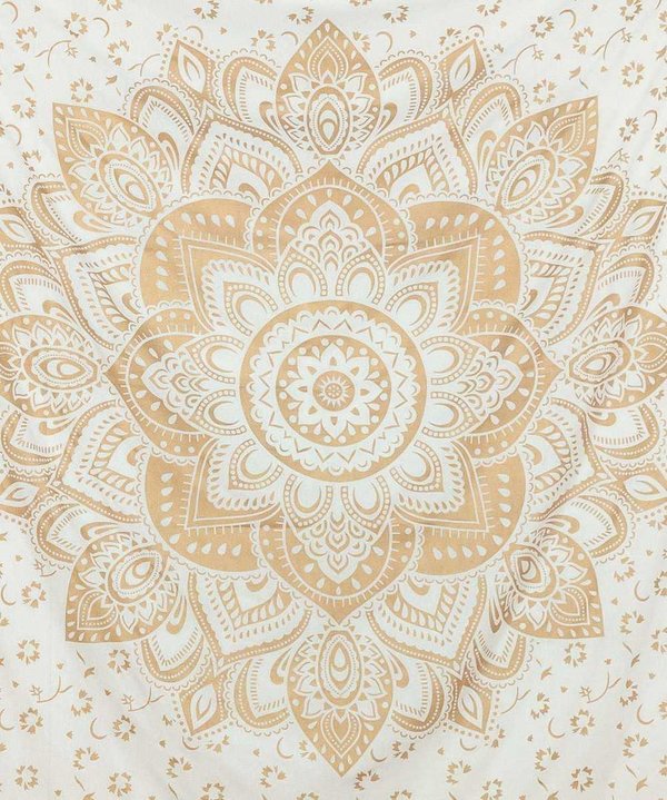 Wandtuch goldener Lotus weiß