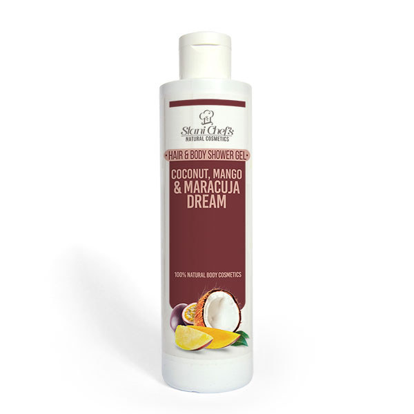 Natürliches Duschgel für Haut und Haar „Kokos, Mango und Passionsblume (Maracuja)“ 250 ml